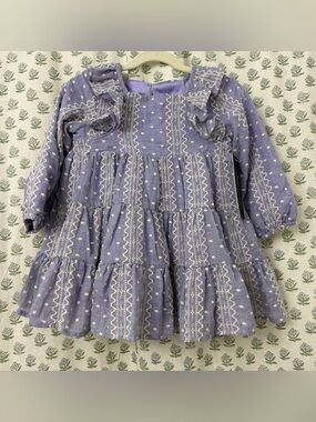 Mabel + Honey | Lavender Embroidered Tiered Dress